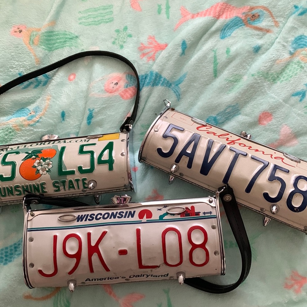 Wisconsin license plate purse, made by Little Earth